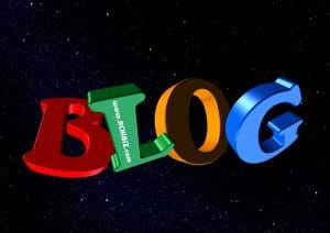 Blog in words with different colours