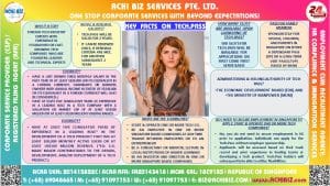 A woman with handbag & in business suit posing for infographic of Tech.Pass in Singapore