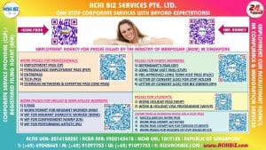 A woman holding with infographic signage employment agency services