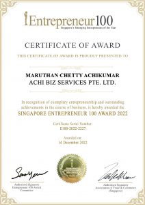 ACHI Entrepreneur 100 Award Cert min