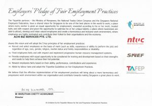 TAFEP Pledge Certificate